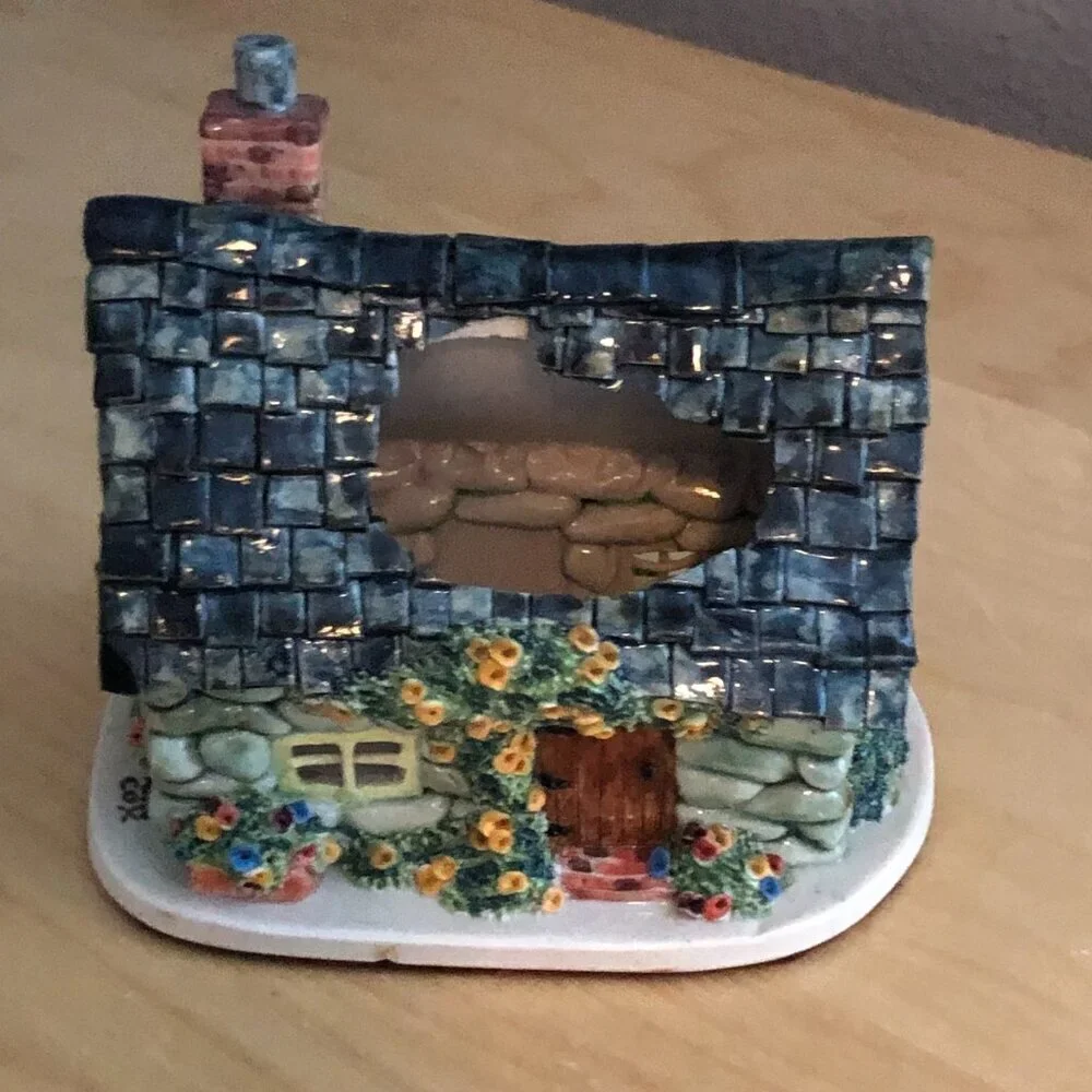 VTG Ann Cox Ceramics English Cottage Candle Holder Figurine Handmade in England
